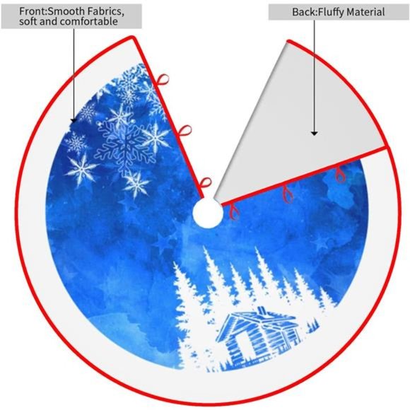 Christmas Tree Skirt Rustic Thick Xmas Tree Skirt with Snowflake, 48 Inches - Picture 2 of 7